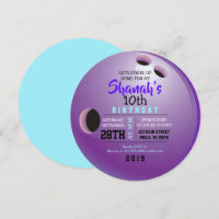 BOWLING BALL ROUND Birthday Party Invitación