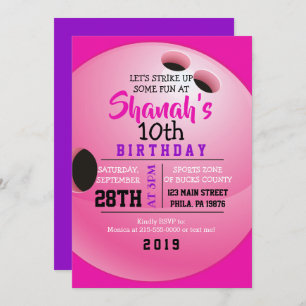 BOWLING BALL ROUND Birthday Party Invitación