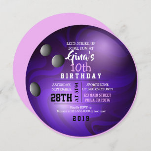 BOWLING BALL ROUND Birthday Party Invitación