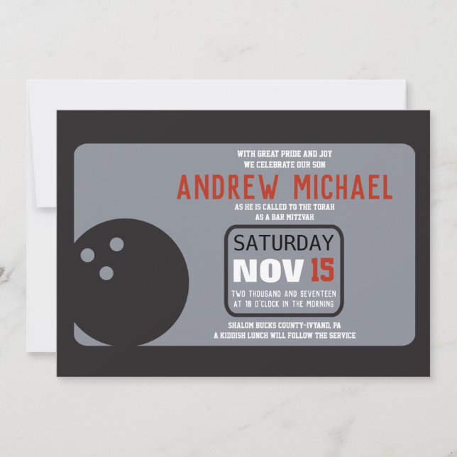 BOWLING Bar Mitzvah Invitación (Anverso)