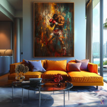 Boxeador abstracto en acción - Poderoso arte depor