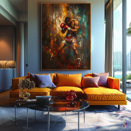 Boxeador abstracto en acción - Poderoso arte depor