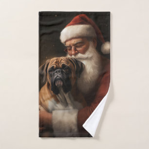 Boxeador con Santa Claus Festivo Navidad