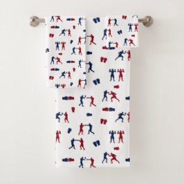 Boxeador de guantes de boxeo rojo y azul