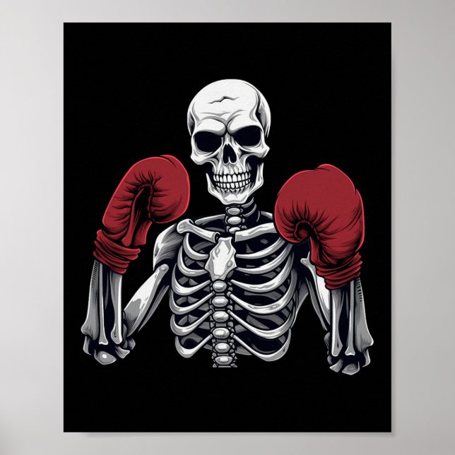 Boxeador Esqueleto Boxeo Kickboxing Halloween Arte (Frente)