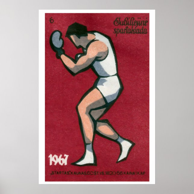Boxeador - Impresión de caja de cerillas - Arte de (Frente)