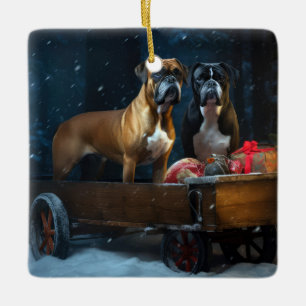 Boxeador Nevado Trineo Decoración de Navidad