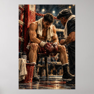 Boxeador y Entrenador Entre Rondas Arte de Pared d