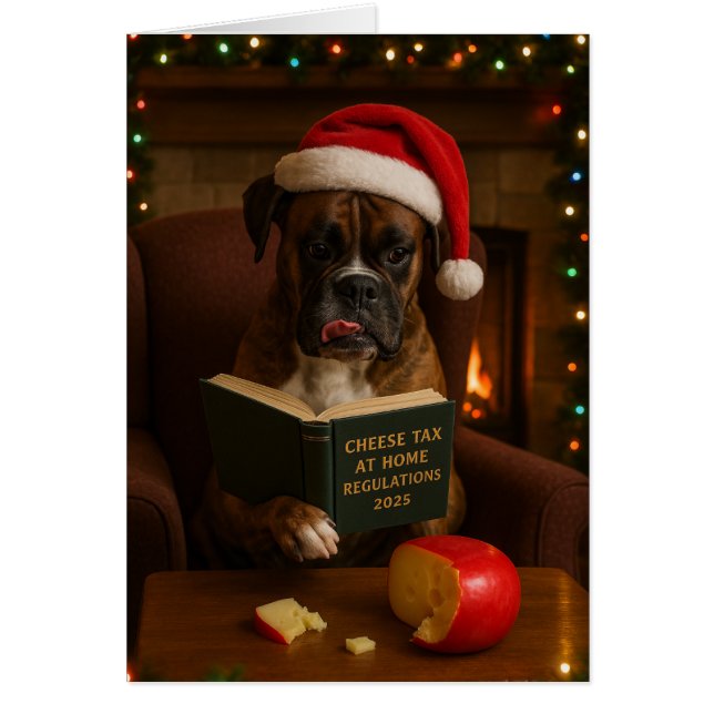 Boxer 'Cheese Tax' Christmas card (Frente)