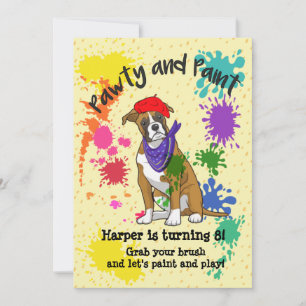 Boxer Dog Fun Art Invitación a la fiesta de cumple