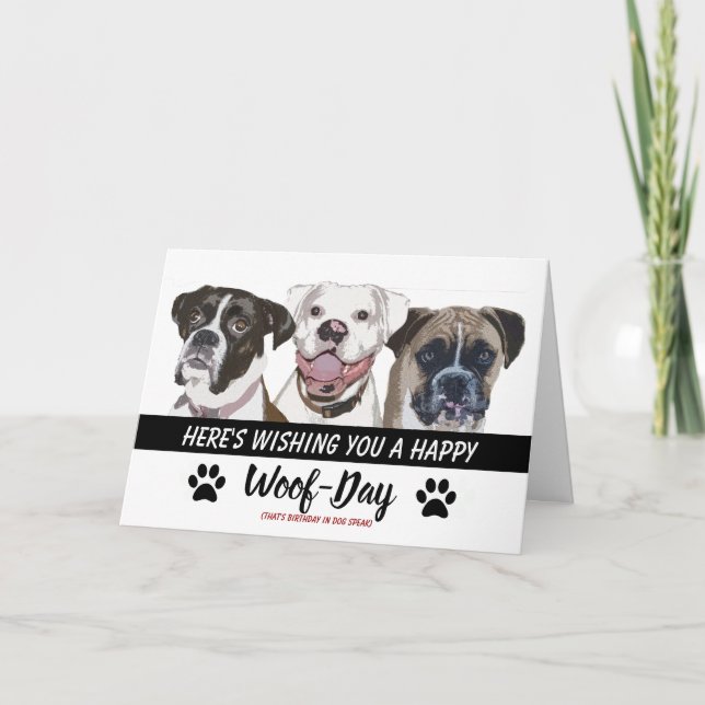 Boxer Dog Raza Tarjeta de cumpleaños - Feliz Día d (Anverso)
