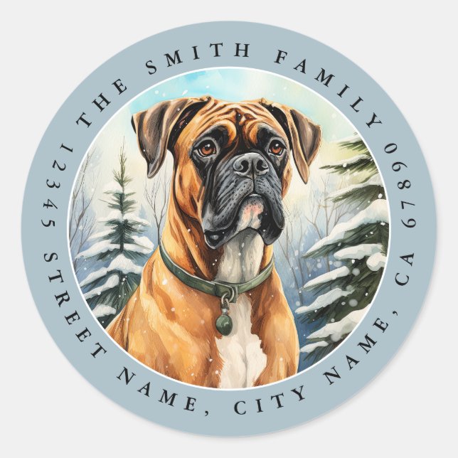 Boxer Dog Round Pegatinas (Anverso)