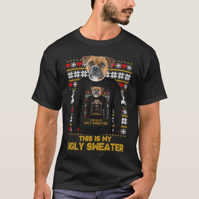 Boxer Mom Dad Dog Ugly Christmas Sweater (Anverso)