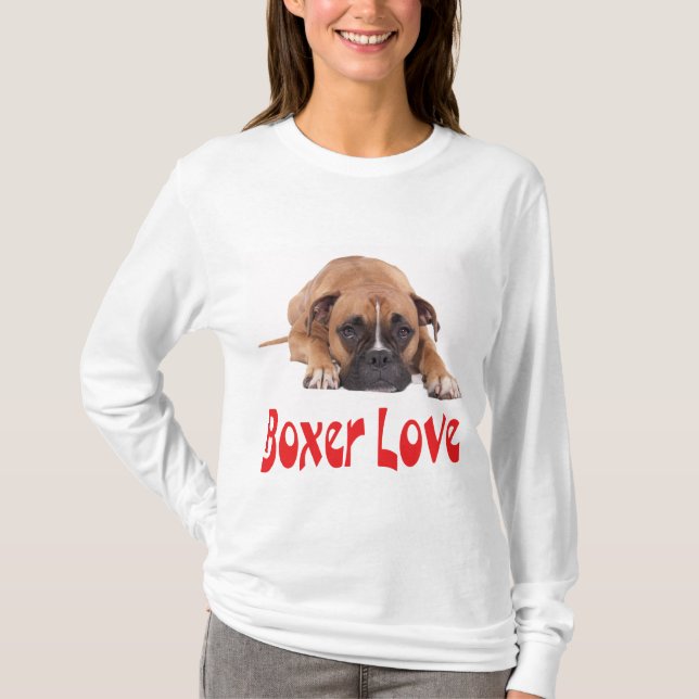 Boxer Perro Cachorro "Amor Boxer" Camisa Tee (Anverso)