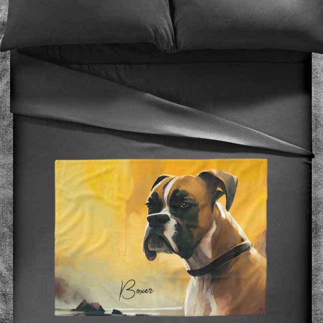 Boxer Perro paisaje costero manta amarillo (Subido por el creador)