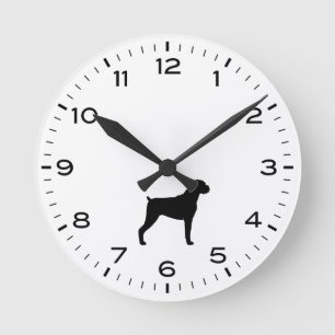 Boxer Perro Raza Silhouette Ronda Reloj
