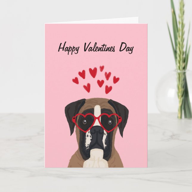 Boxer Valentines Love Dog Card - tarjeta de amor p (Anverso)