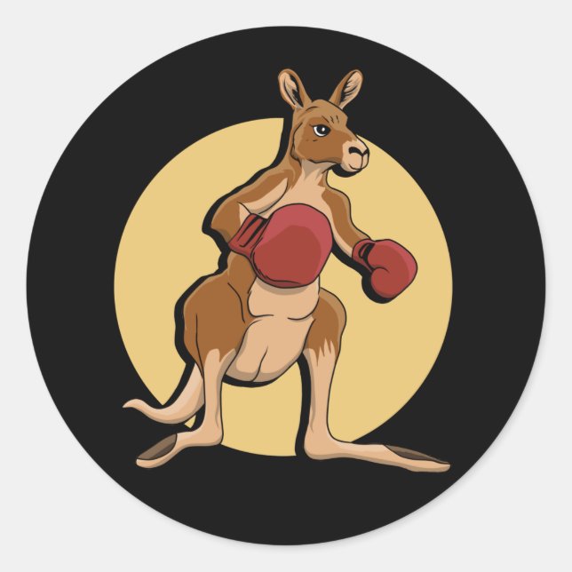Boxing Kangaroo Classic Round Pegatina (Anverso)