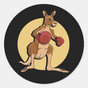 Boxing Kangaroo Classic Round Pegatina