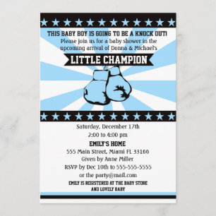 Boxing Sports Baby Boy Invitación a la ducha Azul