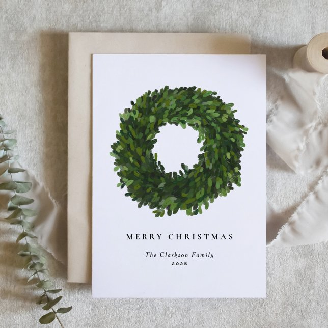 Boxwood pintada a mano Wreath Feliz Navidad (Subido por el creador)