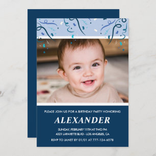 Boy 4 invitaciones de cumpleaños Foto Marina Azul