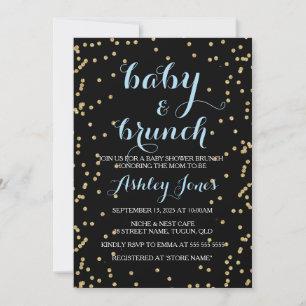 Boy Baby Shower & Brunch Gold Purpurina Tarjeta ne