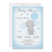 Boy Baby Shower Invitación Elefante Azul