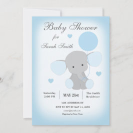 Boy Baby Shower Invitación Elefante Azul