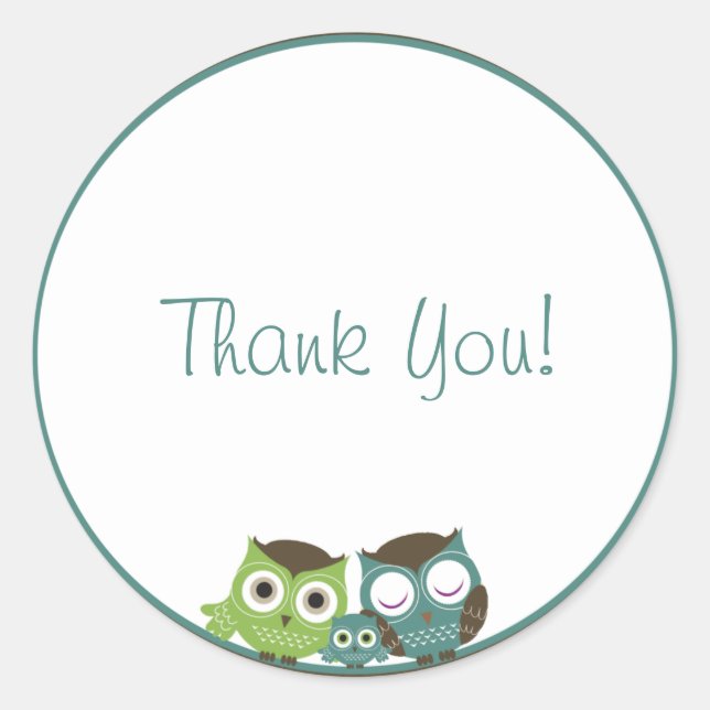 Boy Baby Shower Owl Pegatina (Anverso)