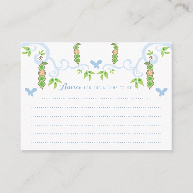 Boy Baby Shower Pea En Una Tarjeta De Consejos Par (Anverso)