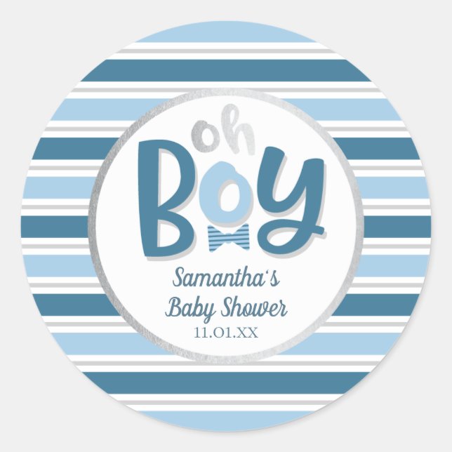 Boy Baby Shower Round Pegatina (Anverso)