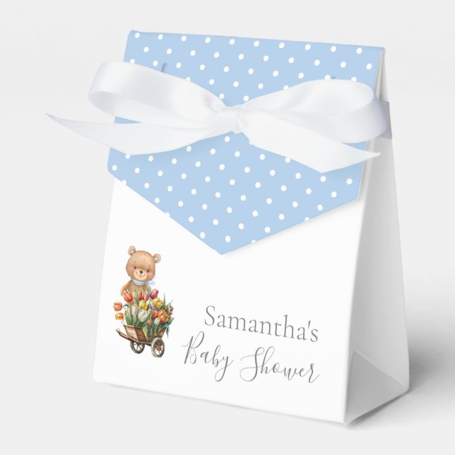 Boy BABY SHOWER Teddy Caja Rustica Floral Azul Fav (Front Side)