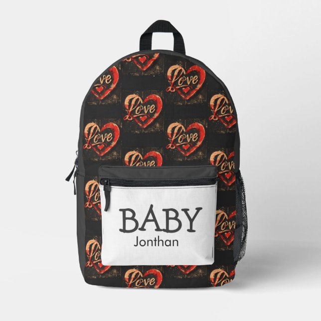 Boy Baby Tema del corazón Mochila impresa (Anverso)