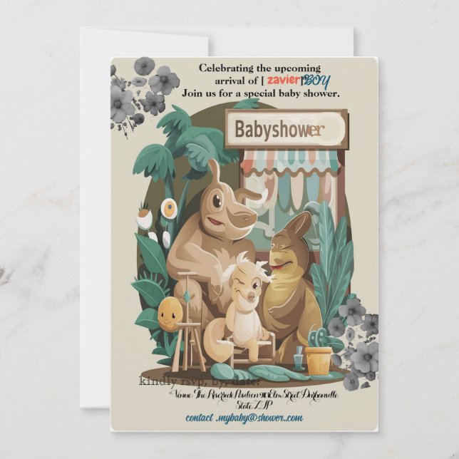 BOY BABYSHOWER ANIMIE Invitación (Anverso)