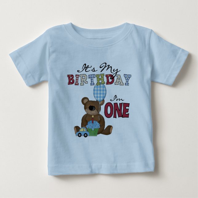 Boy Bear camisetas y regalos de primer cumpleaños (Anverso)