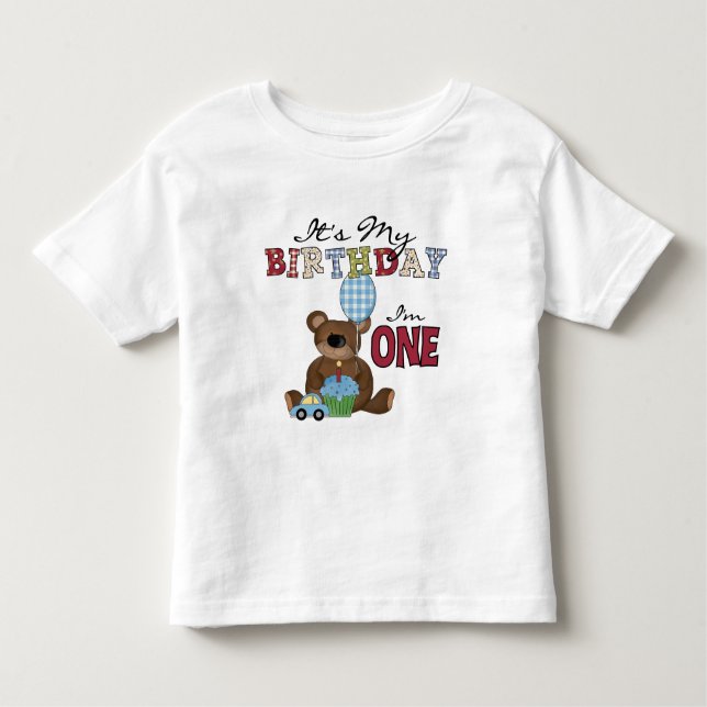 Boy Bear camisetas y regalos de primer cumpleaños (Anverso)