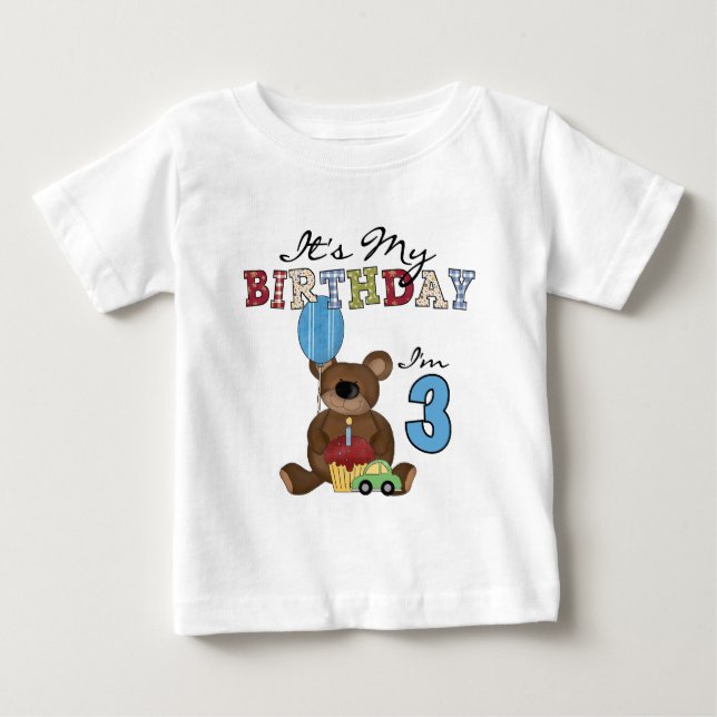 Boy Bear camisetas y regalos de tercer cumpleaños (Anverso)