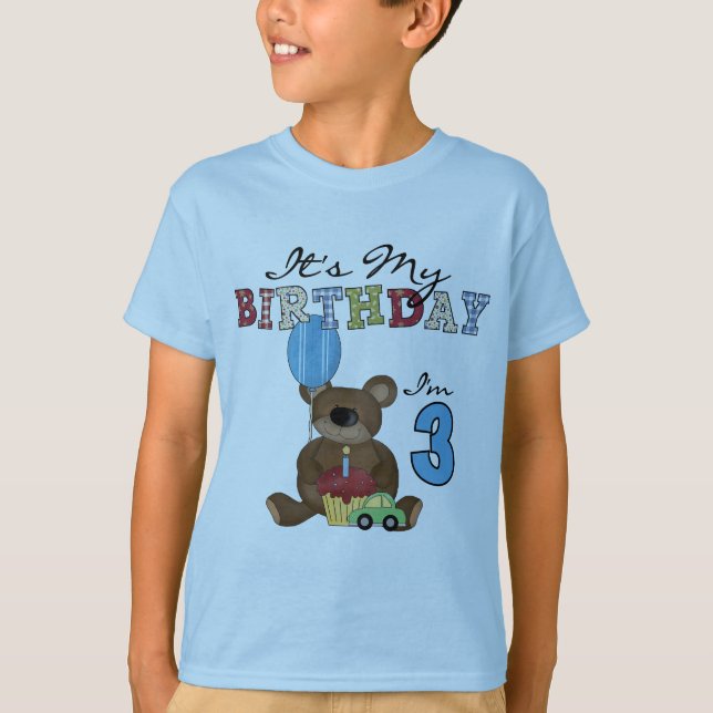 Boy Bear camisetas y regalos de tercer cumpleaños (Anverso)