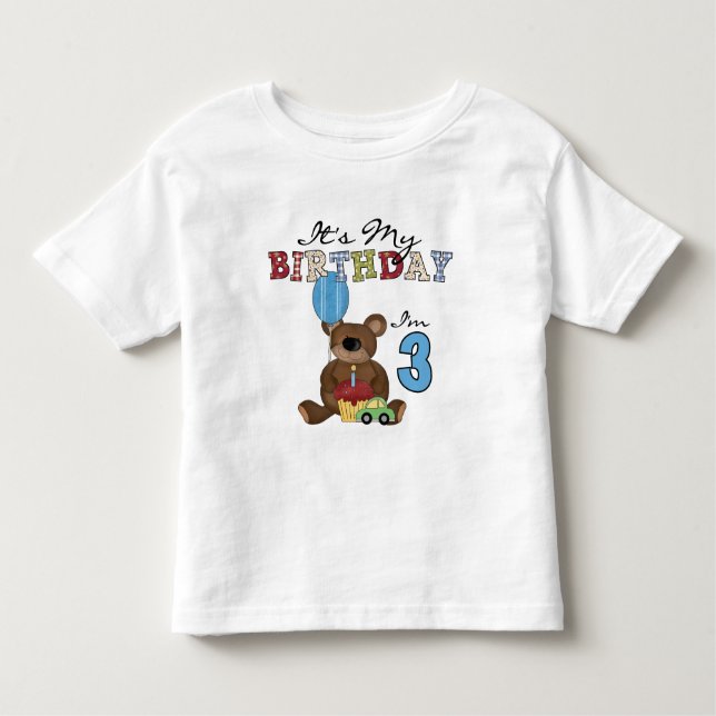 Boy Bear camisetas y regalos de tercer cumpleaños (Anverso)