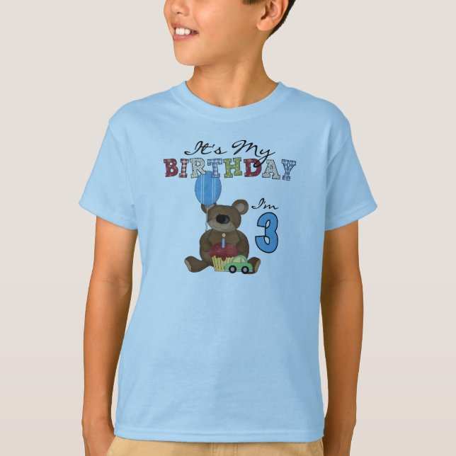 Boy Bear camisetas y regalos de tercer cumpleaños (Anverso)