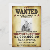 Boy Birthday Cowboy quería una invitación Poster
