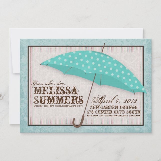 Boy Blue April Showers Invitación a Baby Shower (Anverso)