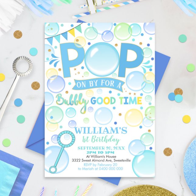 Boy Bubbles Invitación de cumpleaños Cumpleaños Po (Subido por el creador)