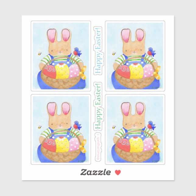 Boy Bunny con Pegatina de cesta (Hoja)