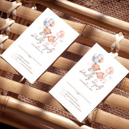 Boy Chica Twins Teddy Bear Tarjeta RSVP Baby Showe