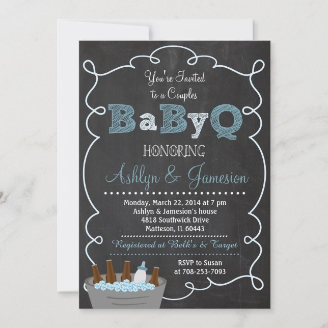 Boy Couples BabyQ Invitación a Baby Shower (Anverso)