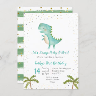 Boy Dino Trex 3er cumpleaños invitación