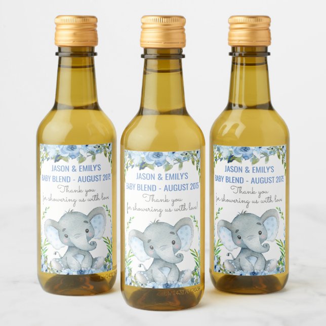 Boy Elephant Baby Shower Mini Fragmentos de Botell (Botellas)