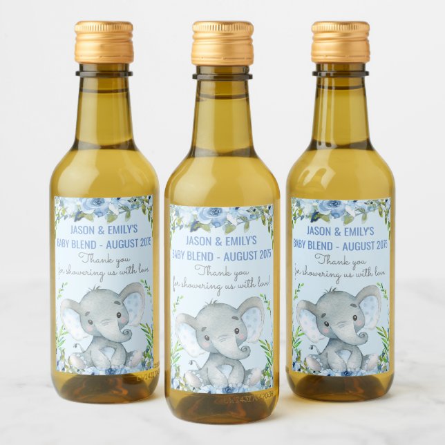 Boy Elephant Baby Shower Mini Wine Labs (Botellas)